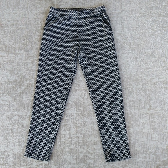 Melissa Paige Stretch Waist Viscose Blend Pants M Black White Pattern - Picture 6 of 13